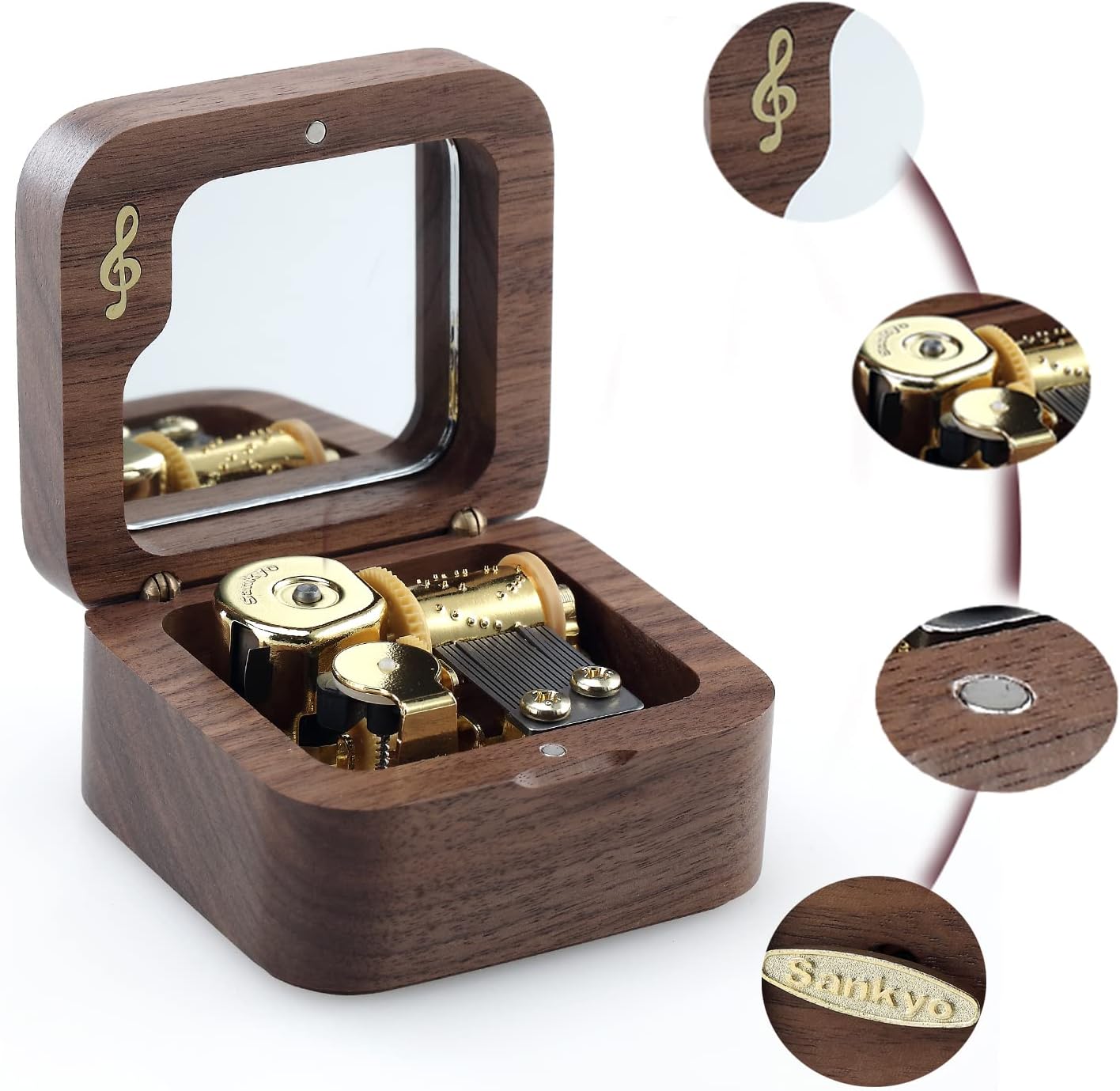 Wooden Wind up Music Box Natural Note Music Box, Tune You are My Sunshine 1.jpg