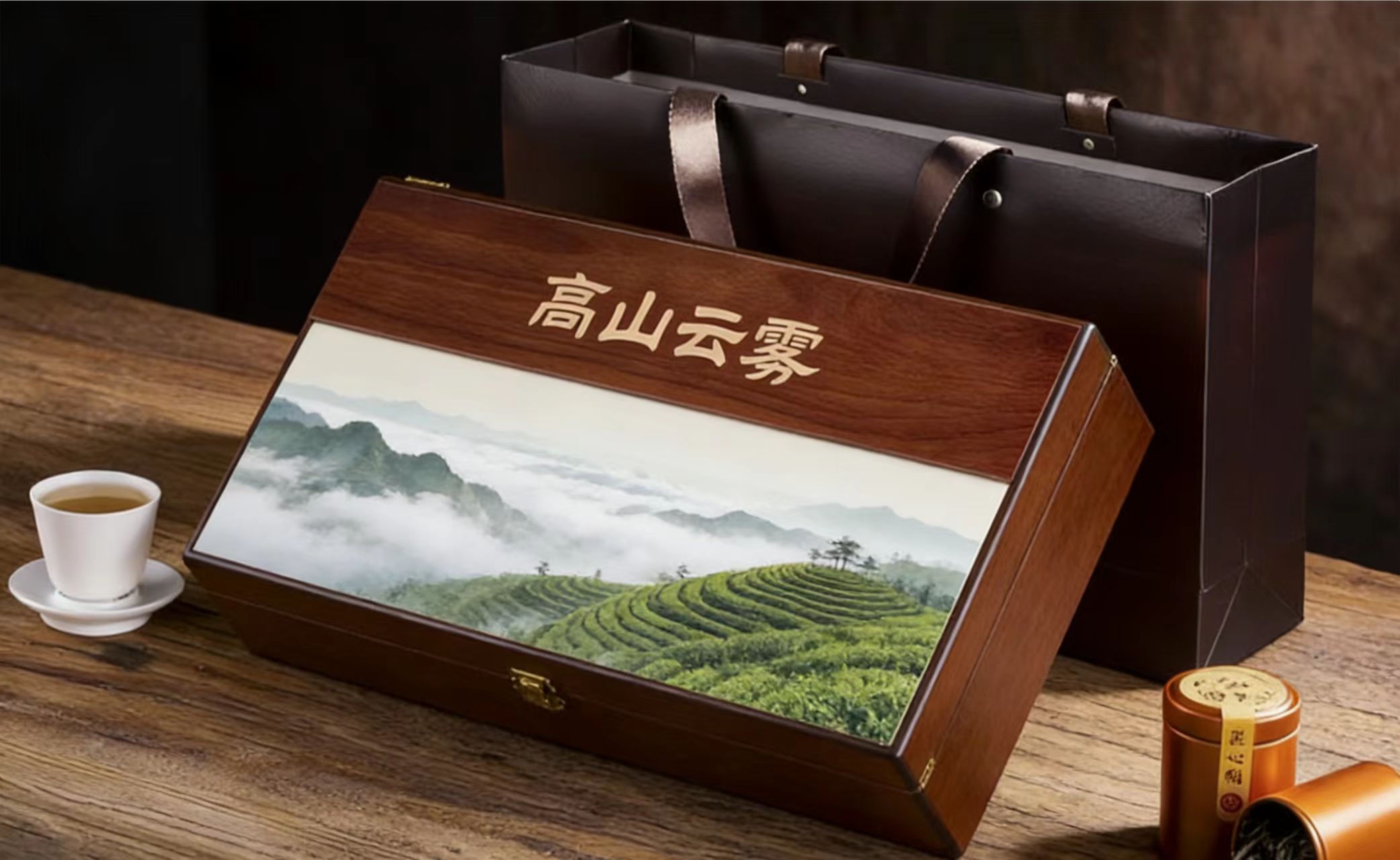 高档实木茶叶礼品盒 定制商务款 茶叶空盒 木制包装 (1).jpg