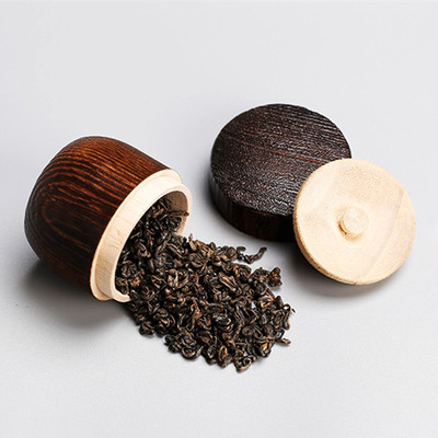 小茶仓茶叶罐木制日式烧桐旅行便携式茶叶盒迷你存储罐实木储茶罐定做